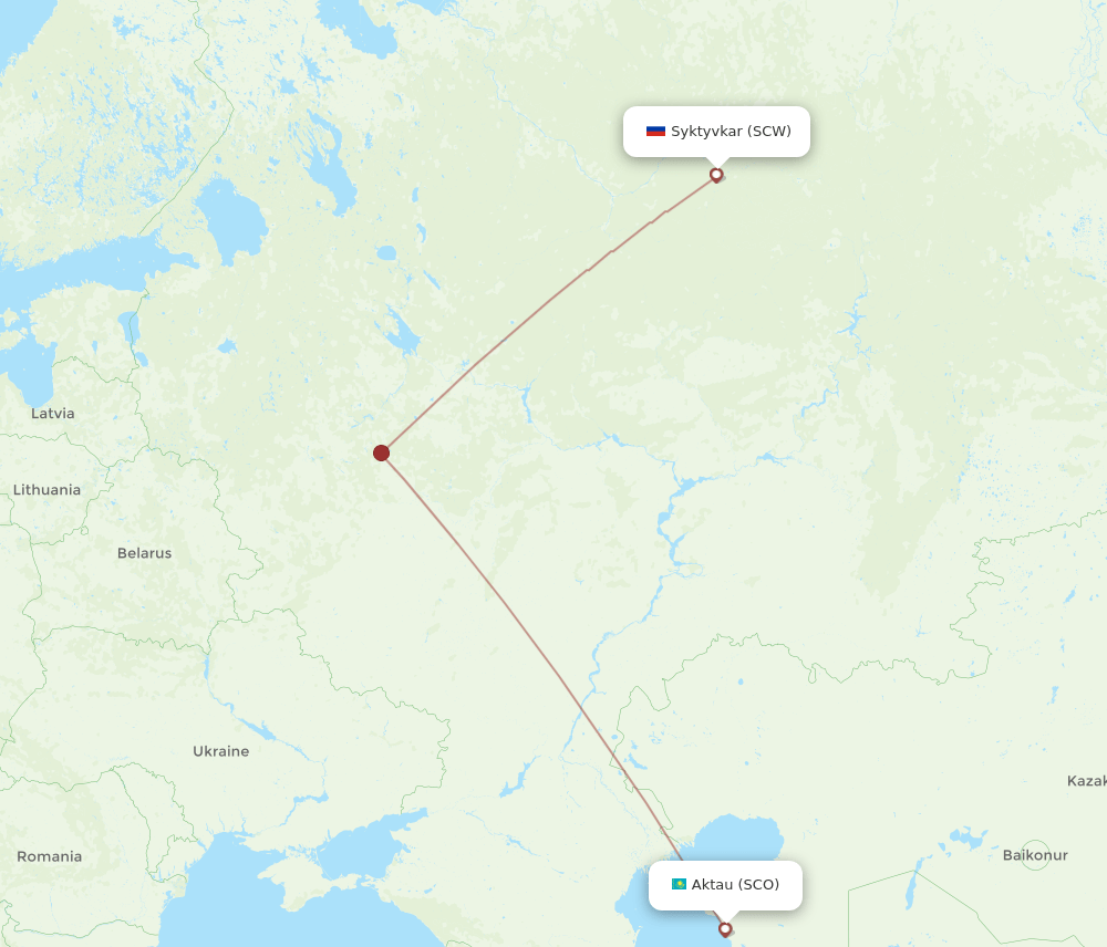 SCW-SCO flight routes