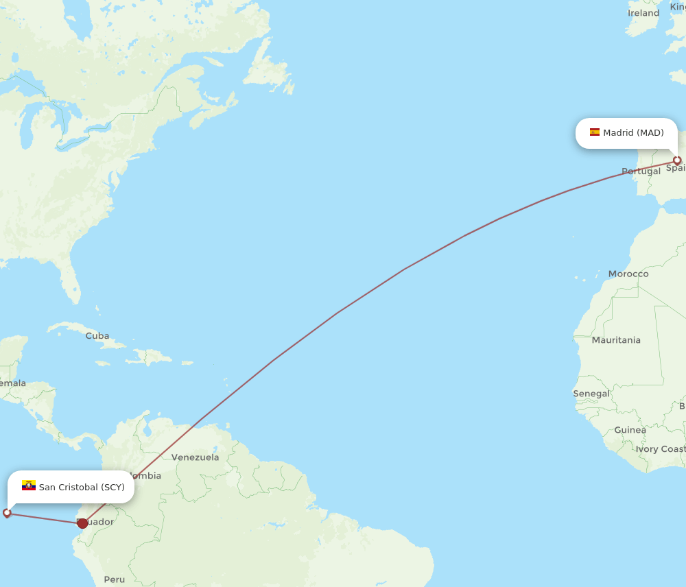 SCY to MAD flights and routes map