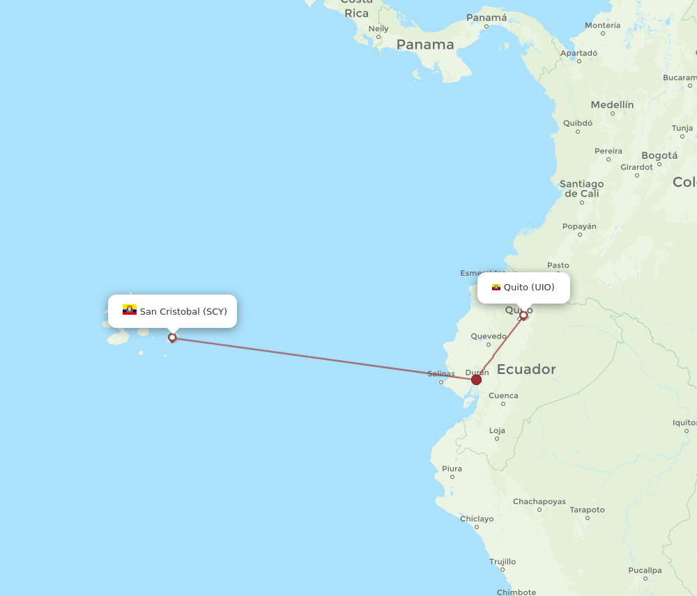 SCY-UIO flight routes