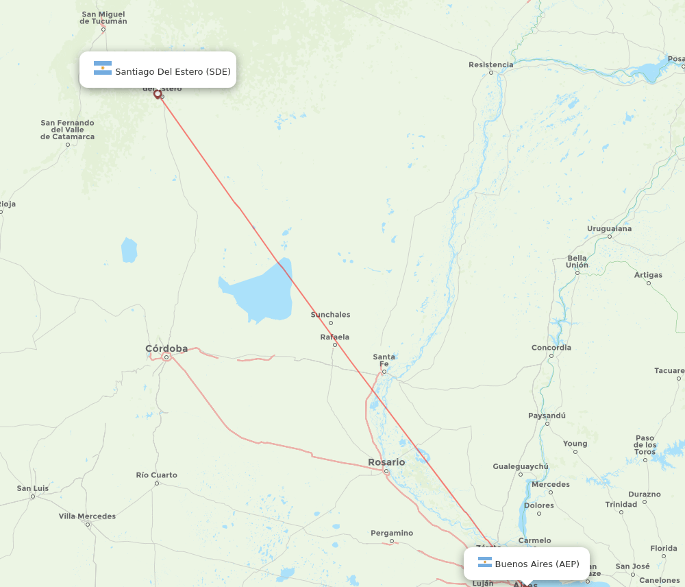 SDE to AEP flights and routes map