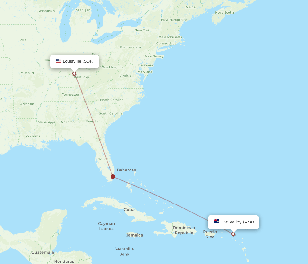 SDF-AXA flight routes