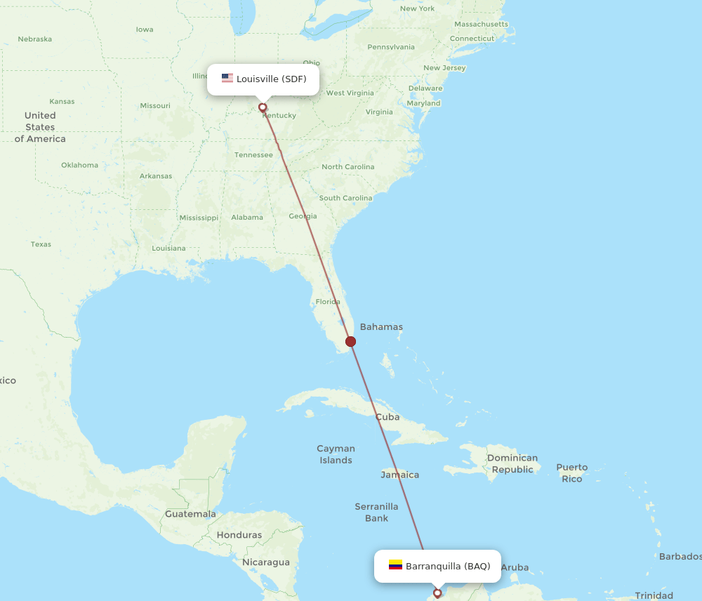 SDF-BAQ flight routes