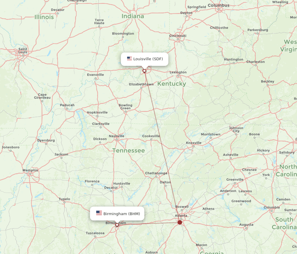 SDF-BHM flight routes