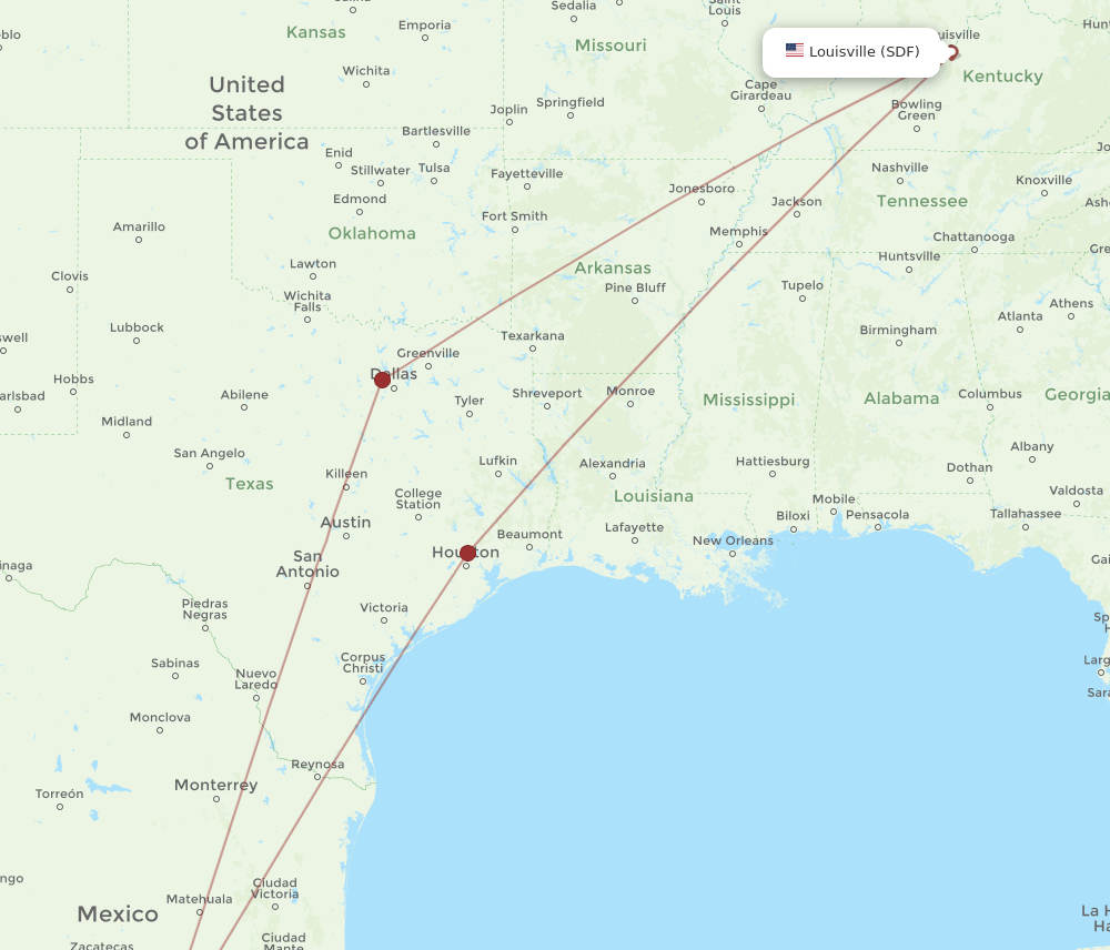 SDF-BJX flight routes