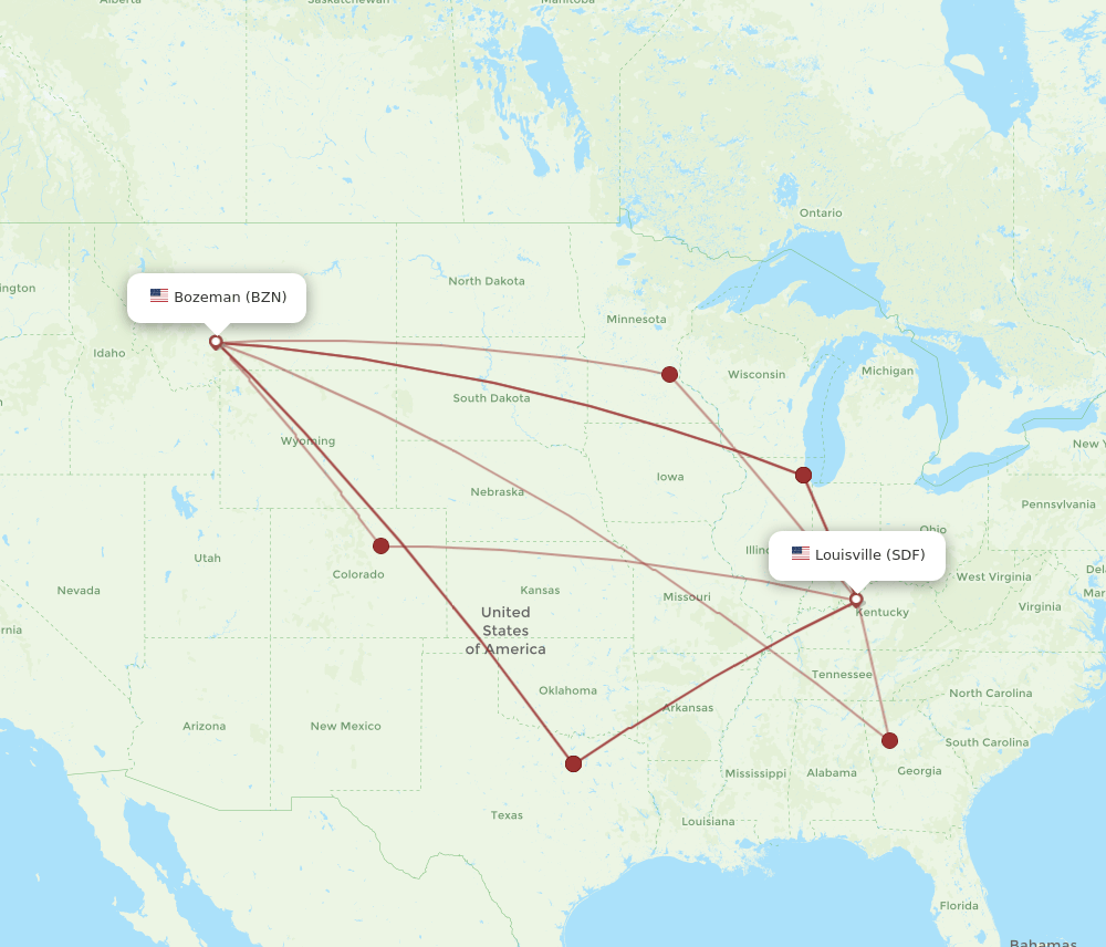 SDF-BZN flight routes