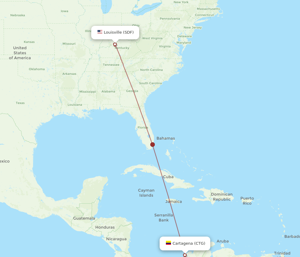 SDF-CTG flight routes