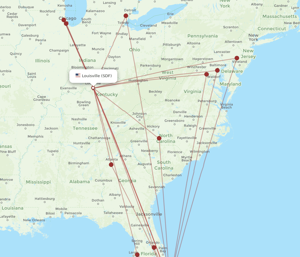 SDF-FLL flight routes