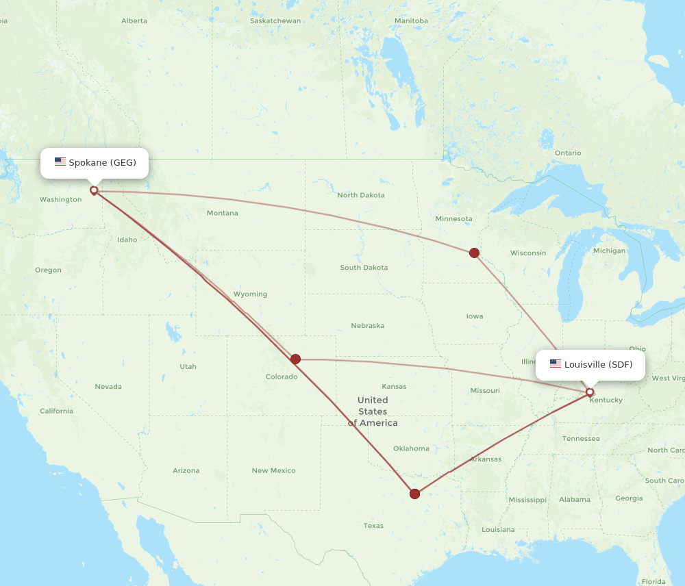 SDF-GEG flight routes