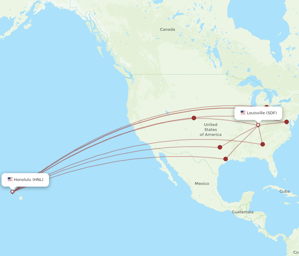 SDF to HNL flights and routes map