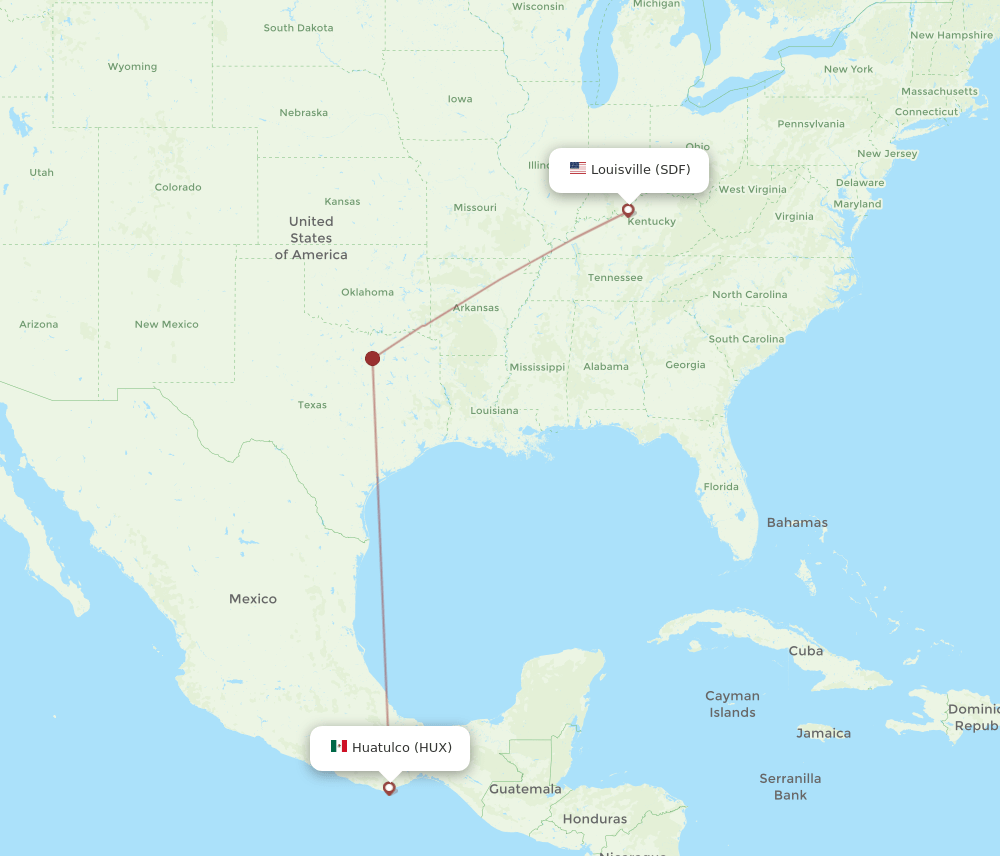 SDF to HUX flights and routes map