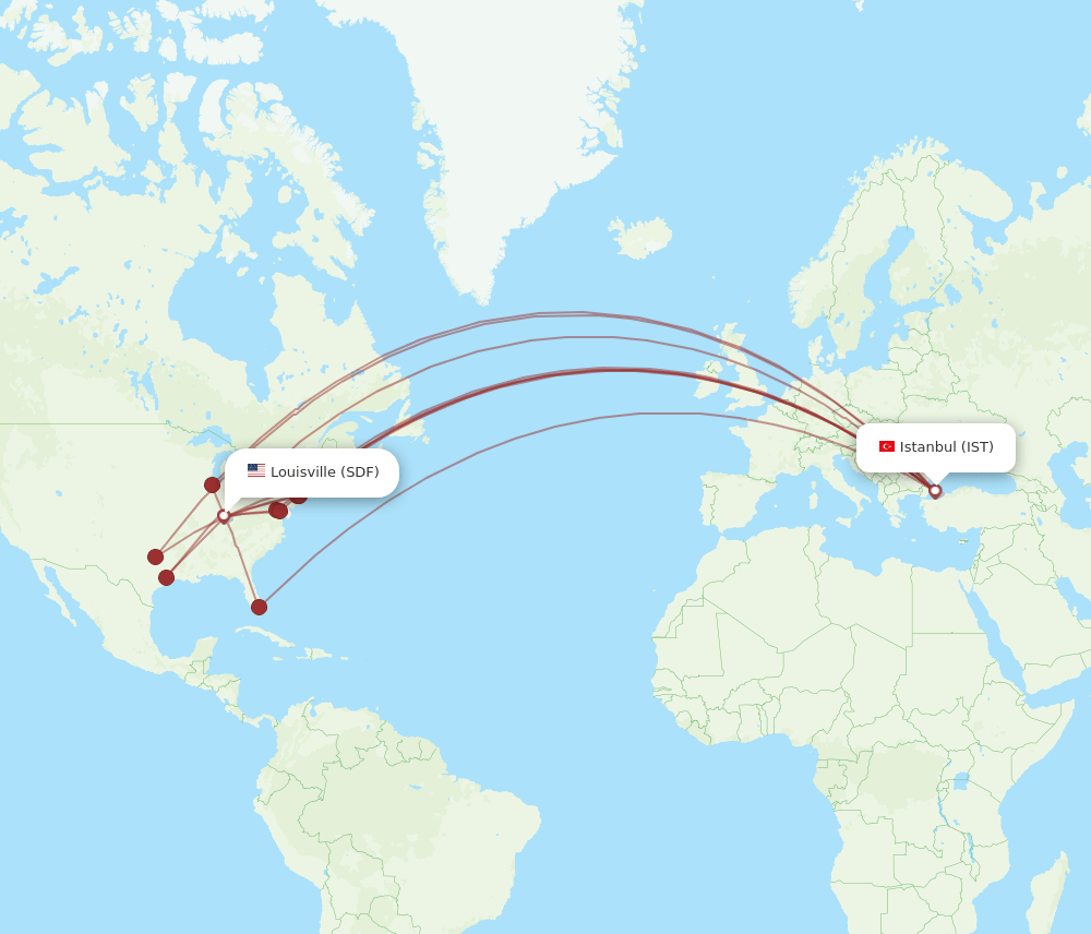 SDF-IST flight routes