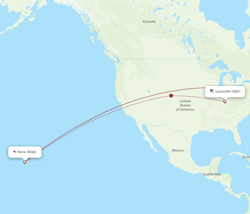SDF-KOA flight routes