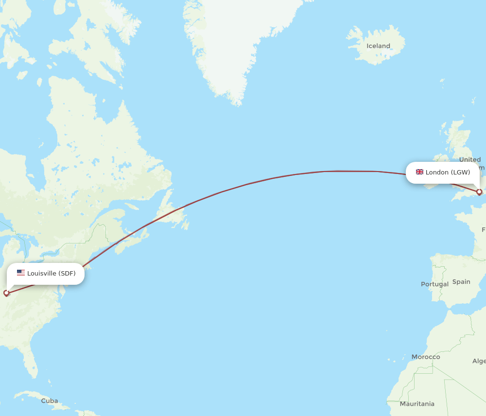 SDF-LGW flight routes