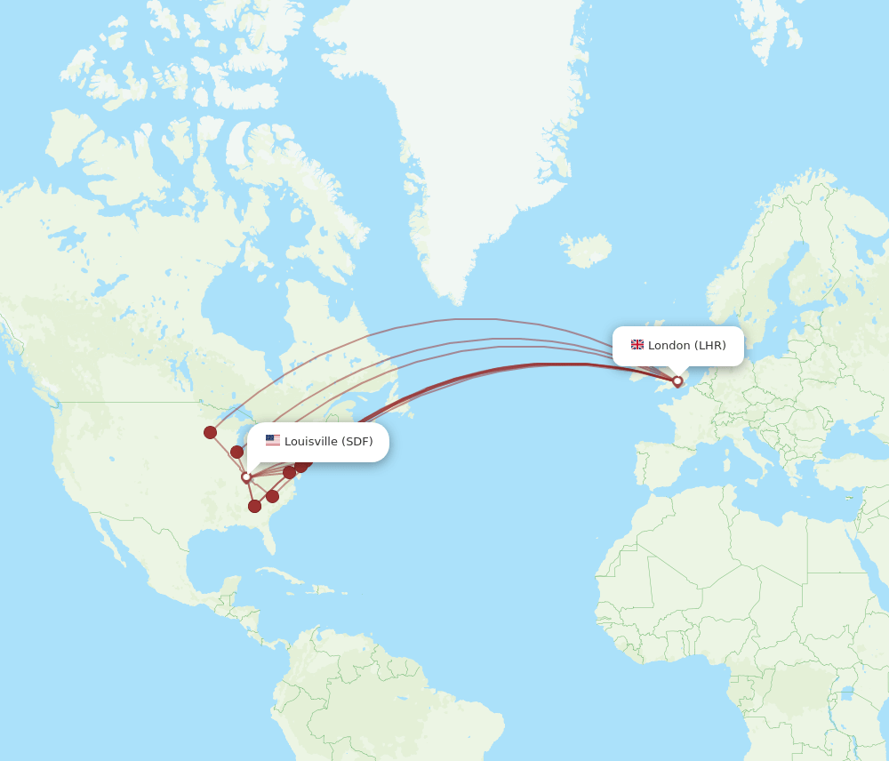 SDF-LHR flight routes