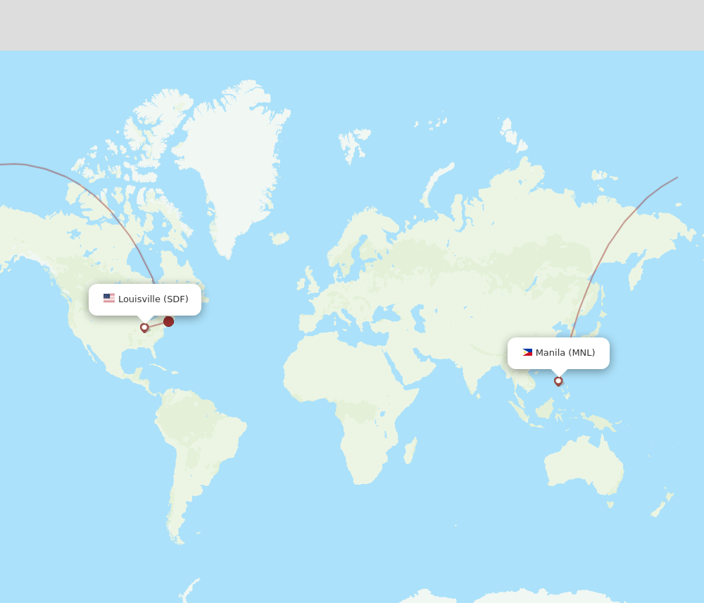 Louisville - Manila route map and flight paths