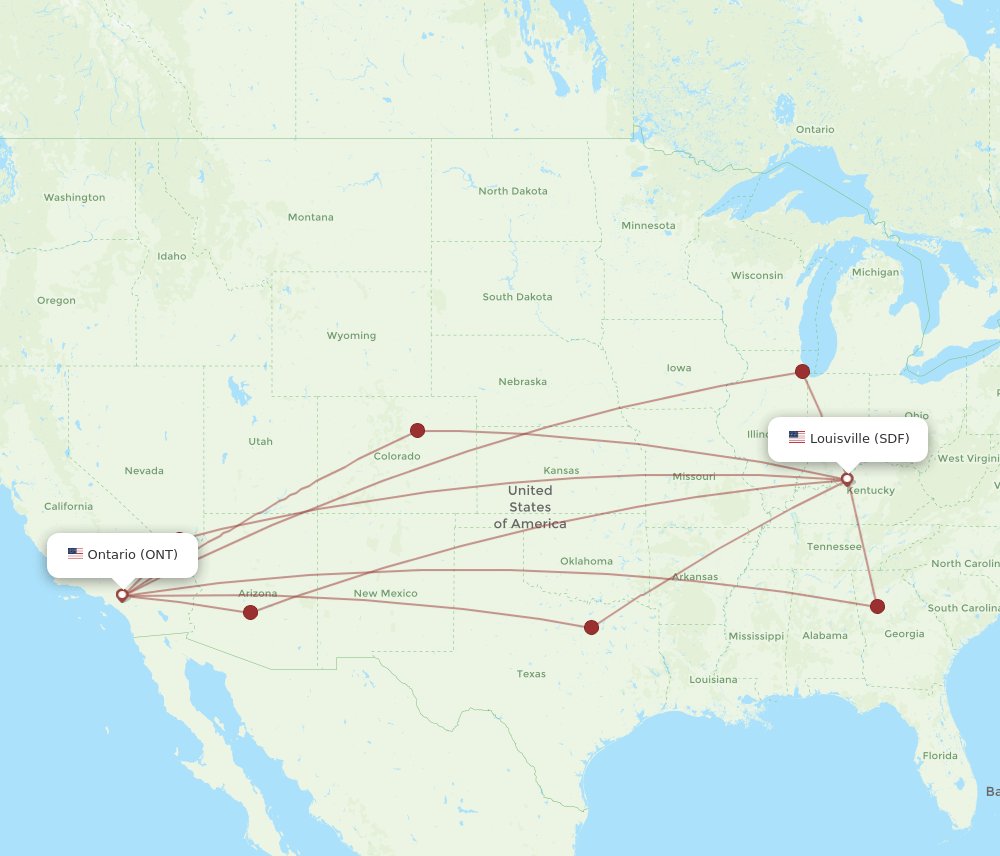 SDF-ONT flight routes