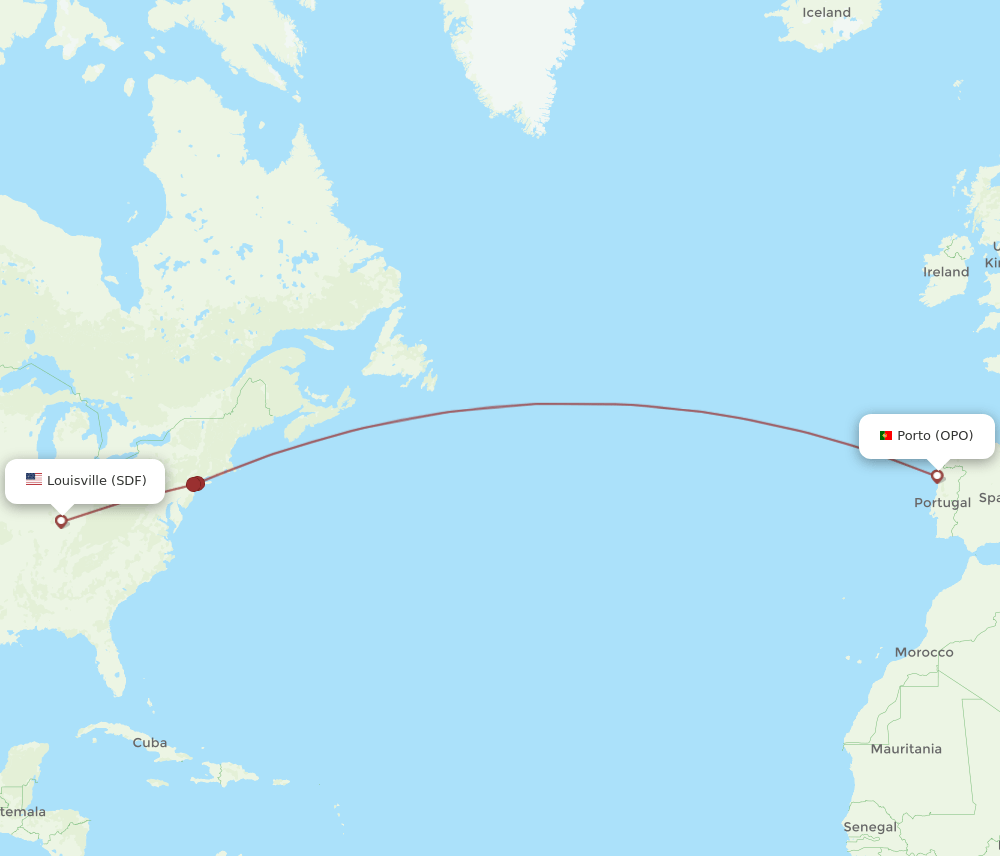 SDF-OPO flight routes