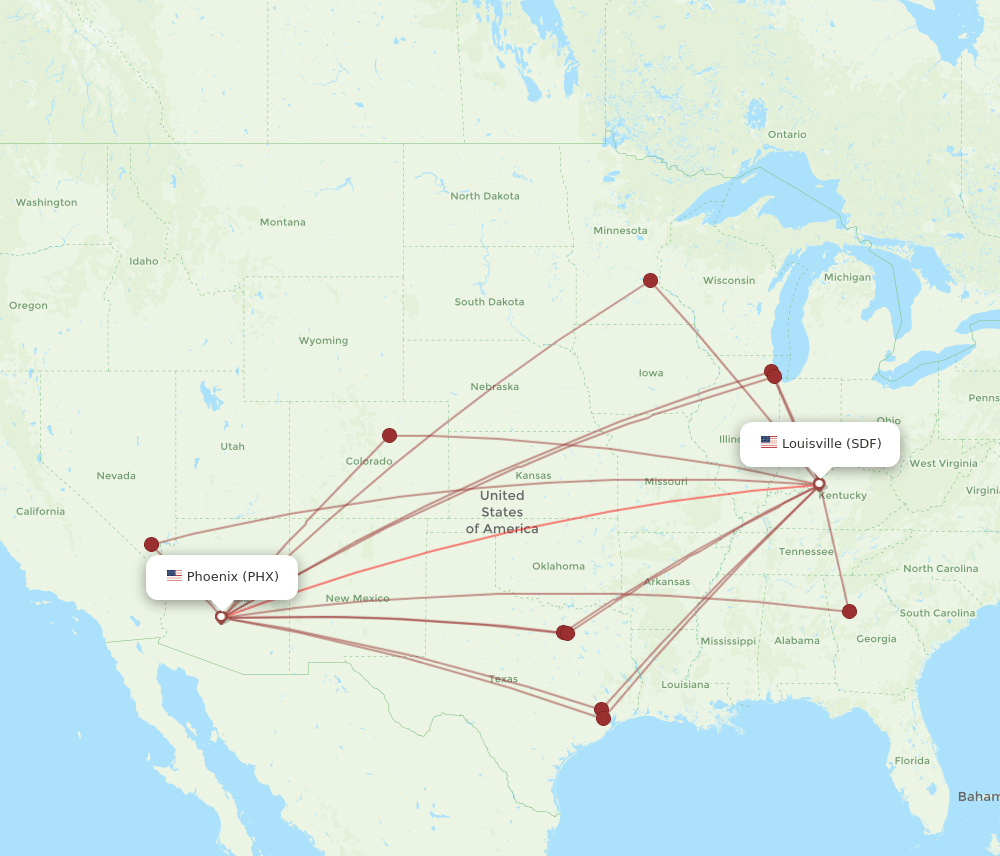 SDF-PHX flight routes