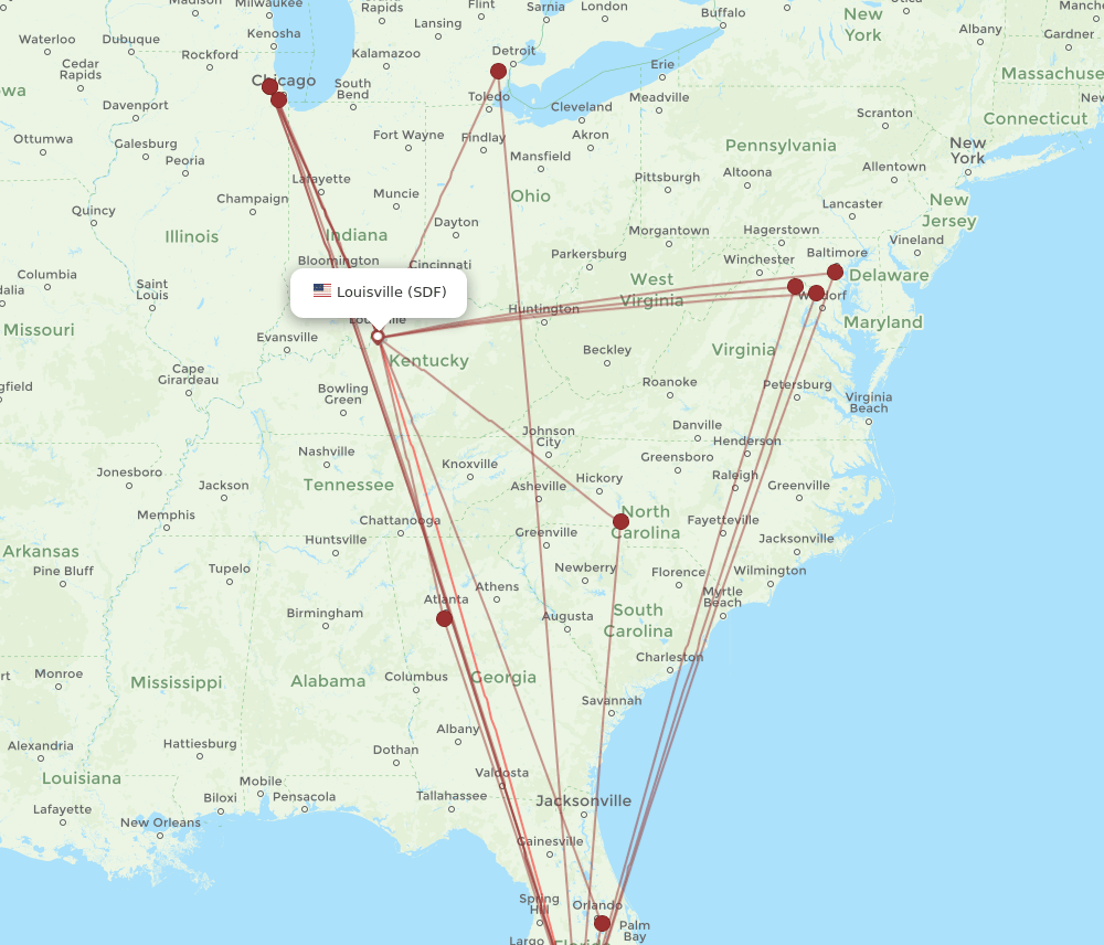 SDF-RSW flight routes
