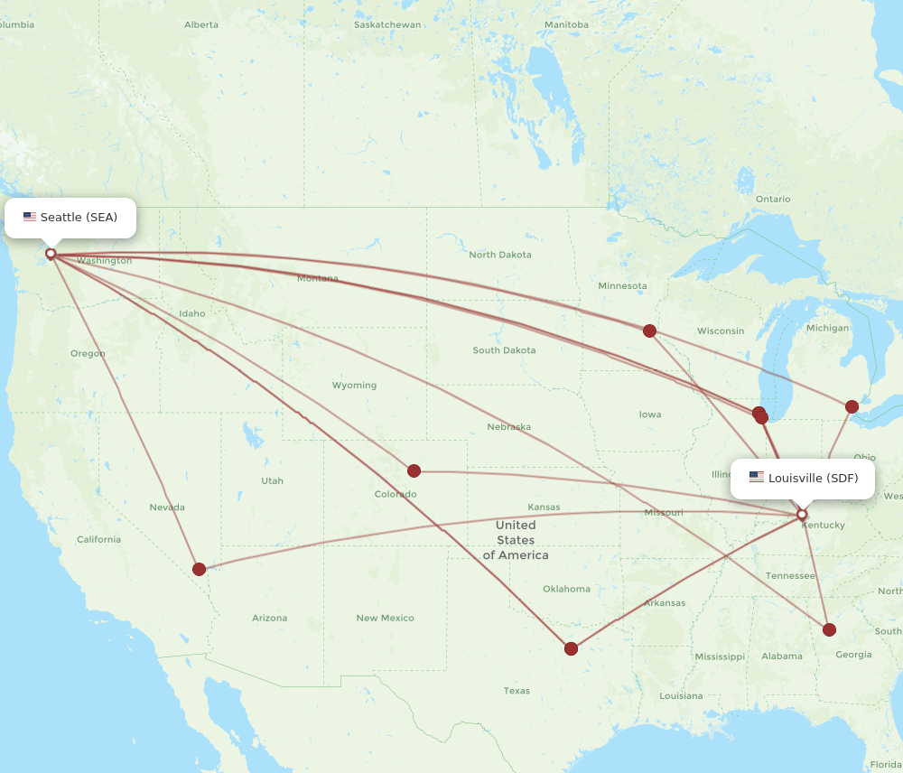 SDF-SEA flight routes