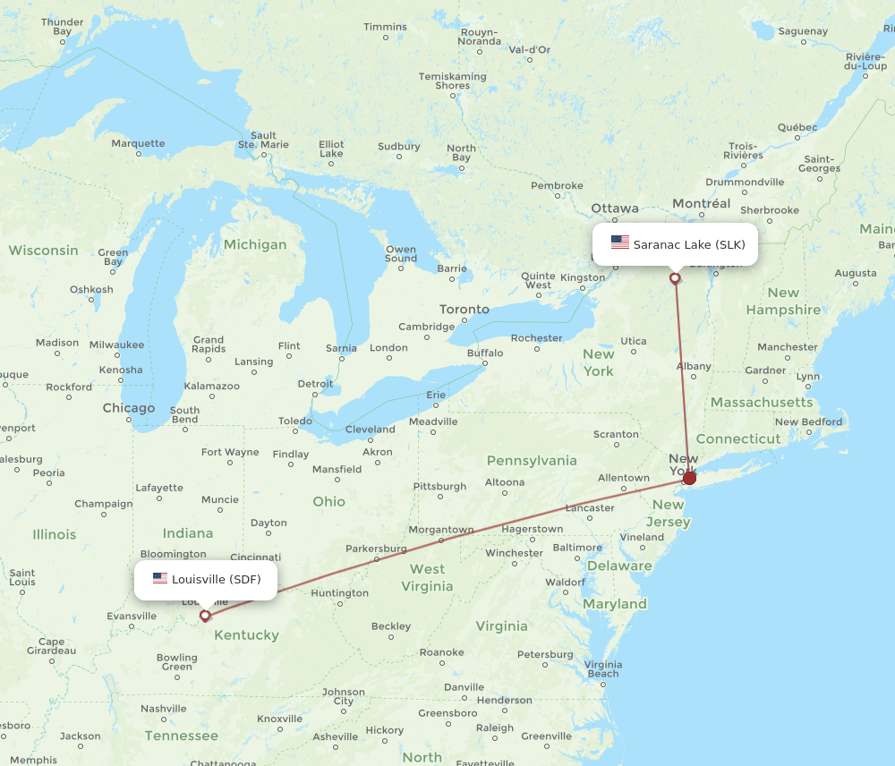 SDF-SLK flight routes