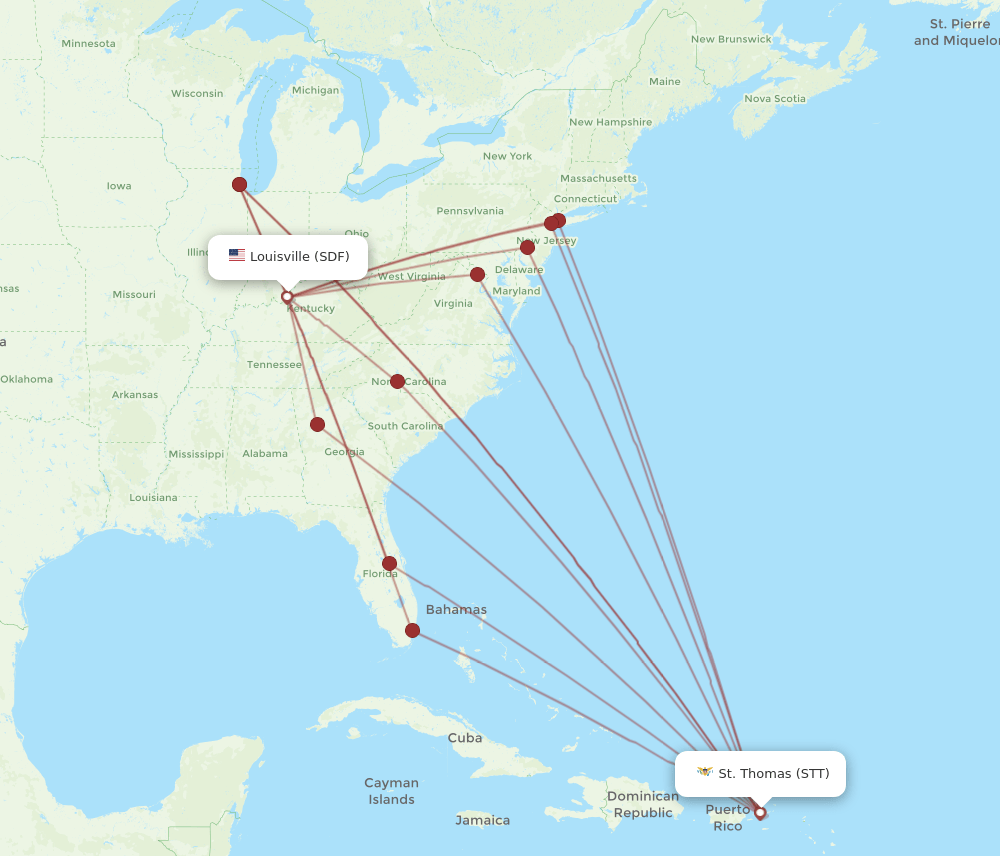 SDF-STT flight routes