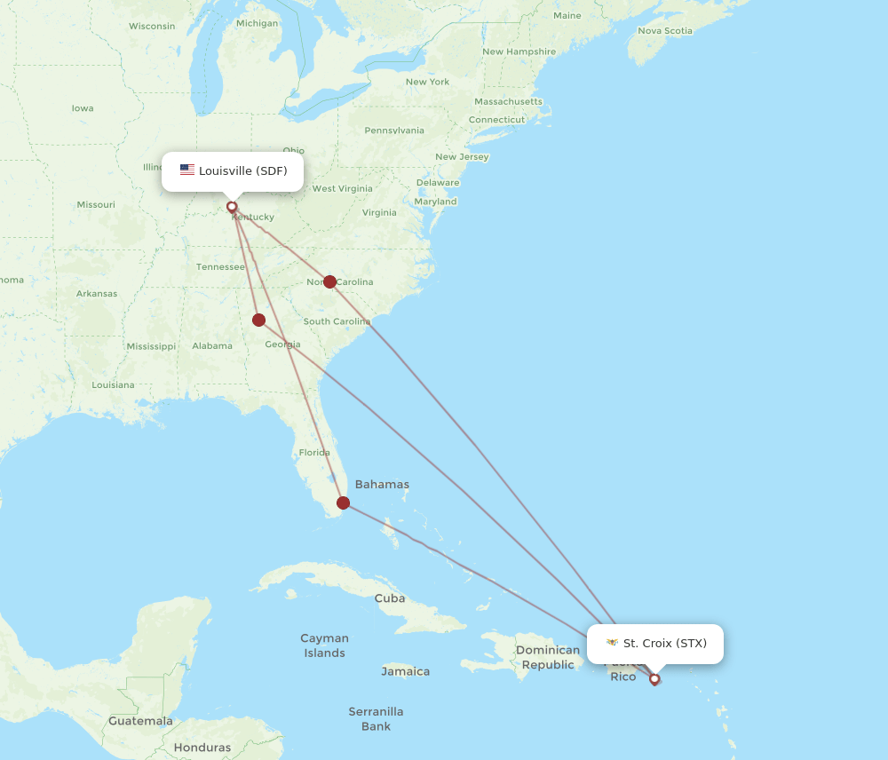SDF-STX flight routes