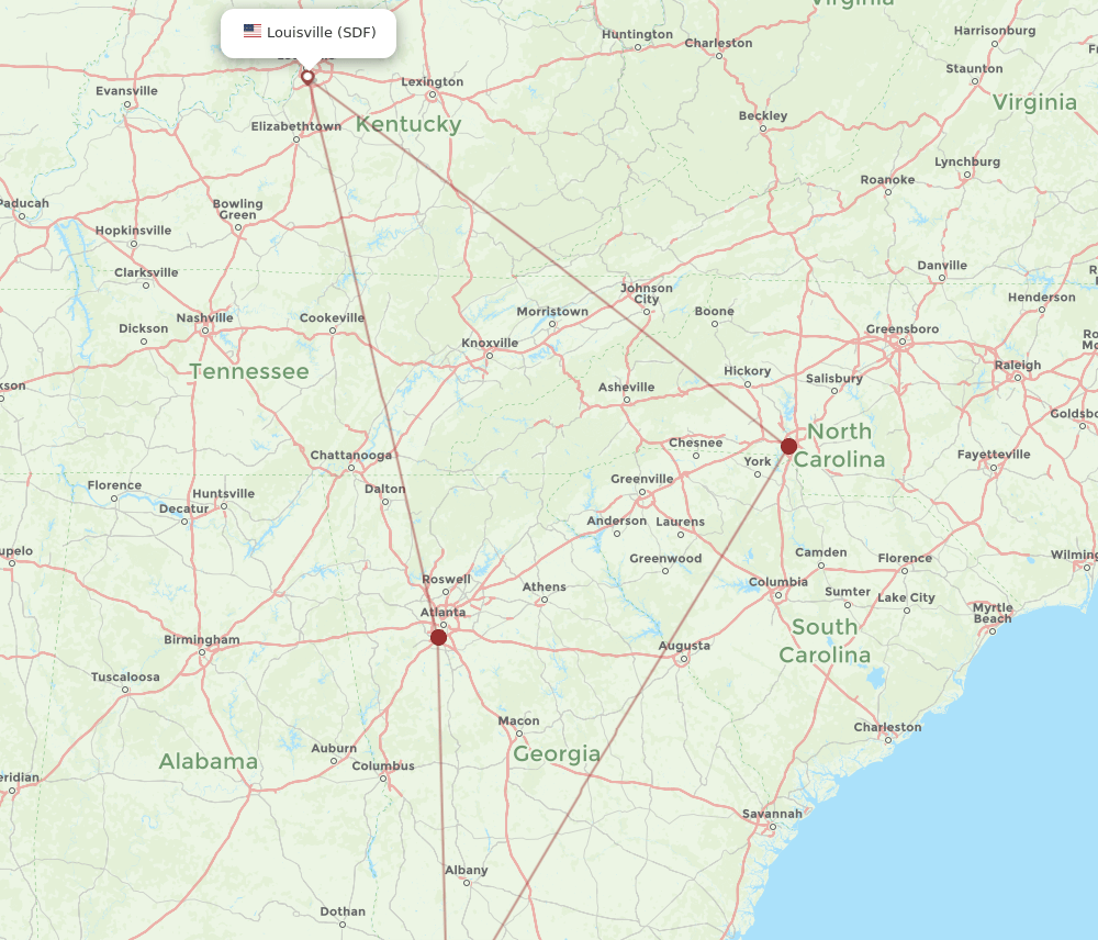 SDF-TLH flight routes