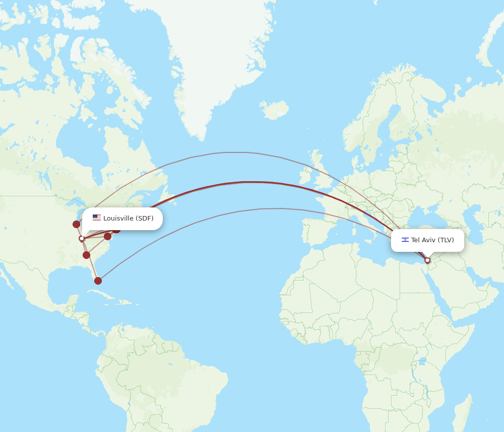 SDF-TLV flight routes