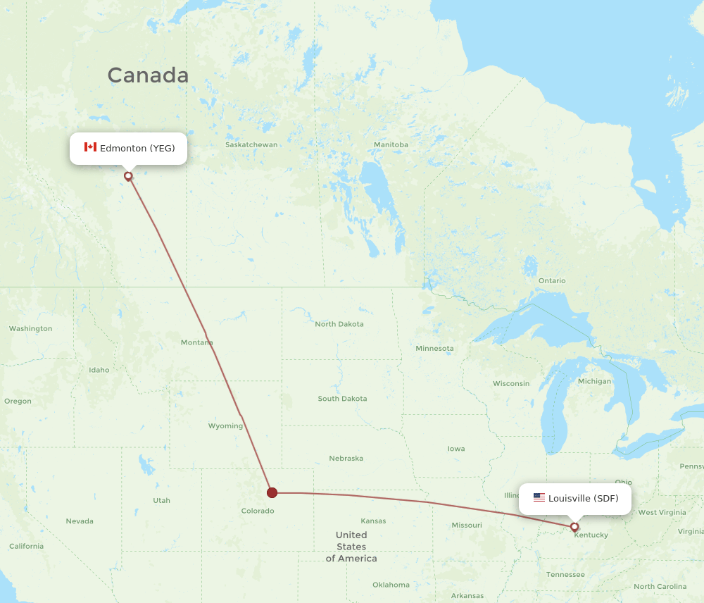 SDF-YEG flight routes
