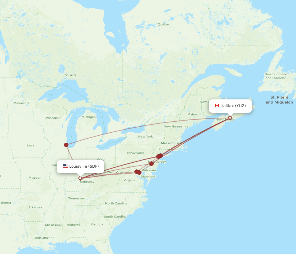 SDF-YHZ flight routes