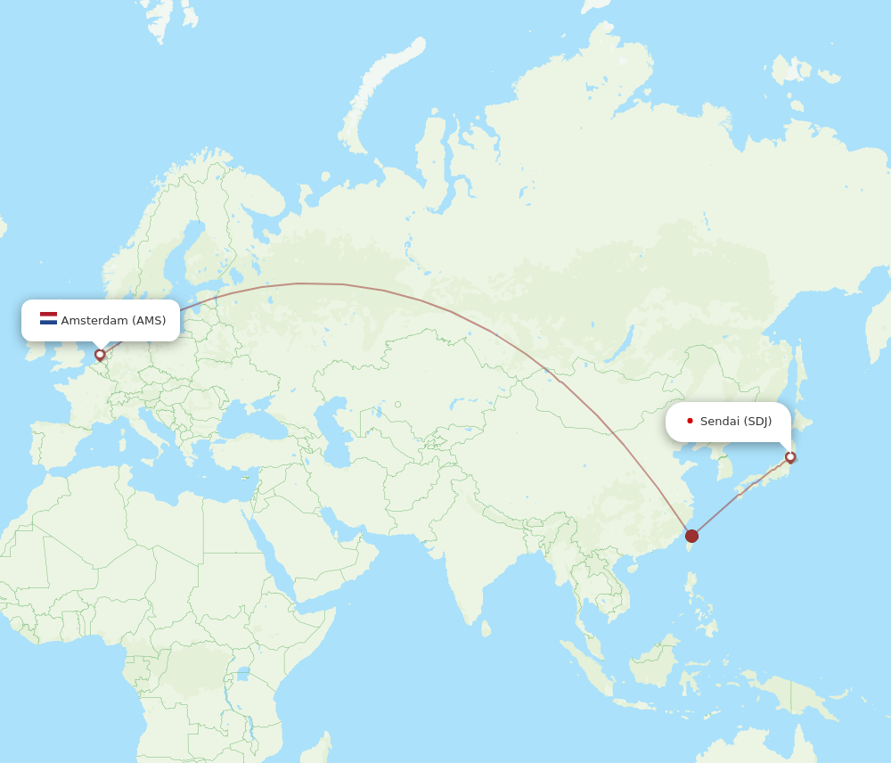 SDJ to AMS flights and routes map