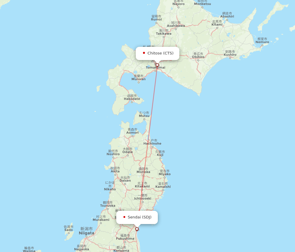 SDJ to CTS flights and routes map