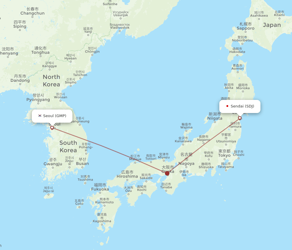 SDJ-GMP flight routes