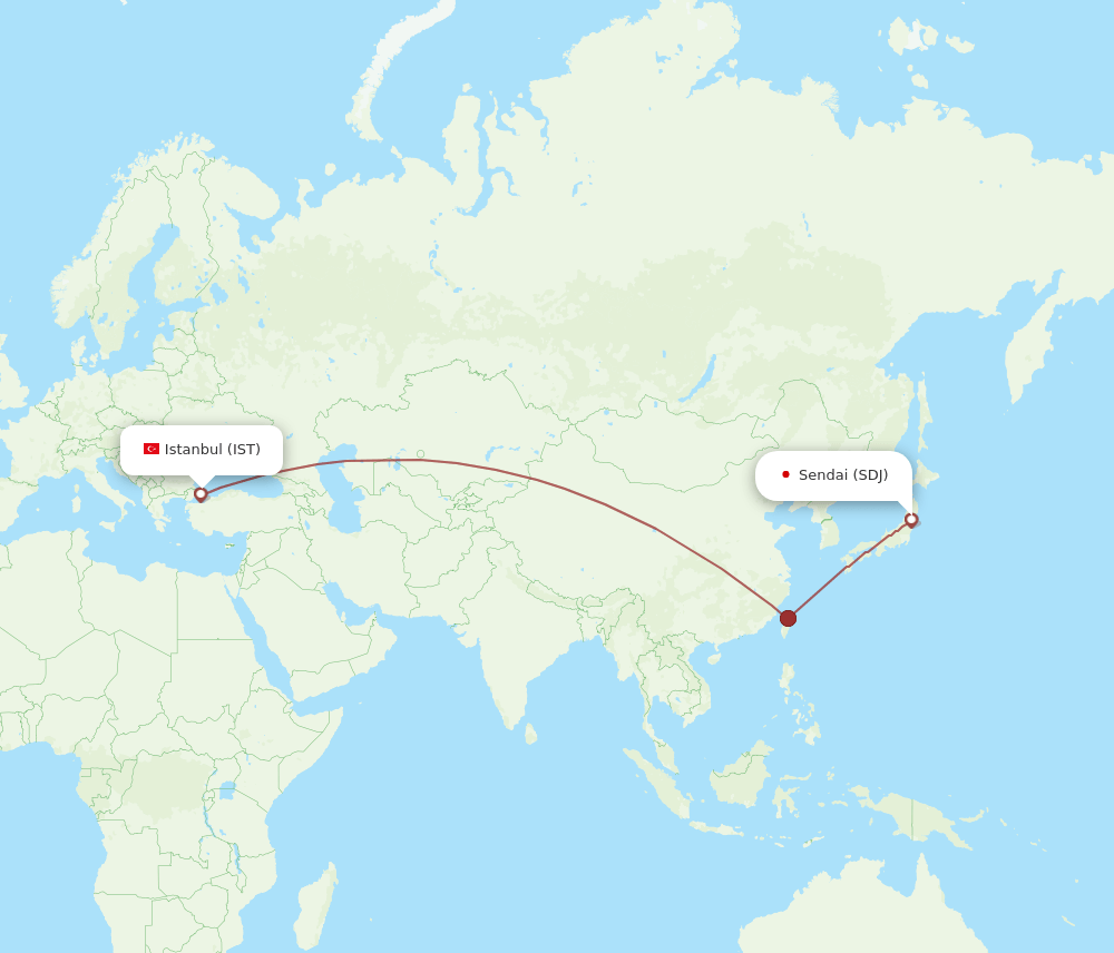 SDJ to IST flights and routes map