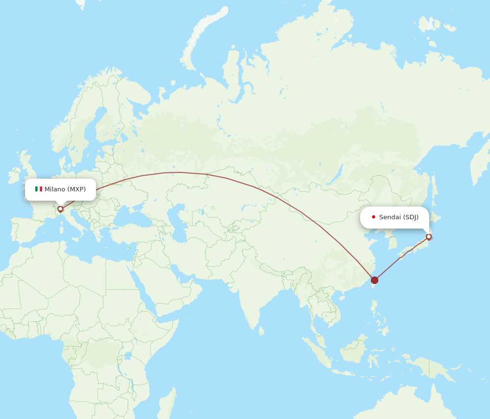 SDJ to MXP flights and routes map