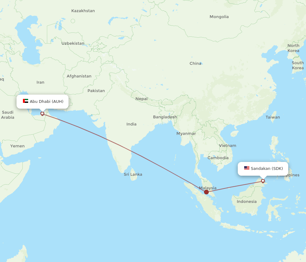 SDK to AUH flights and routes map