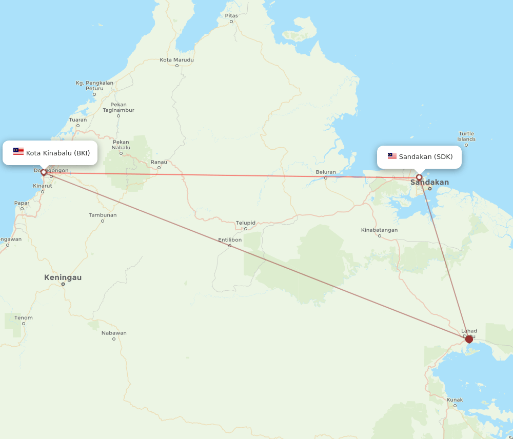SDK-BKI flight routes