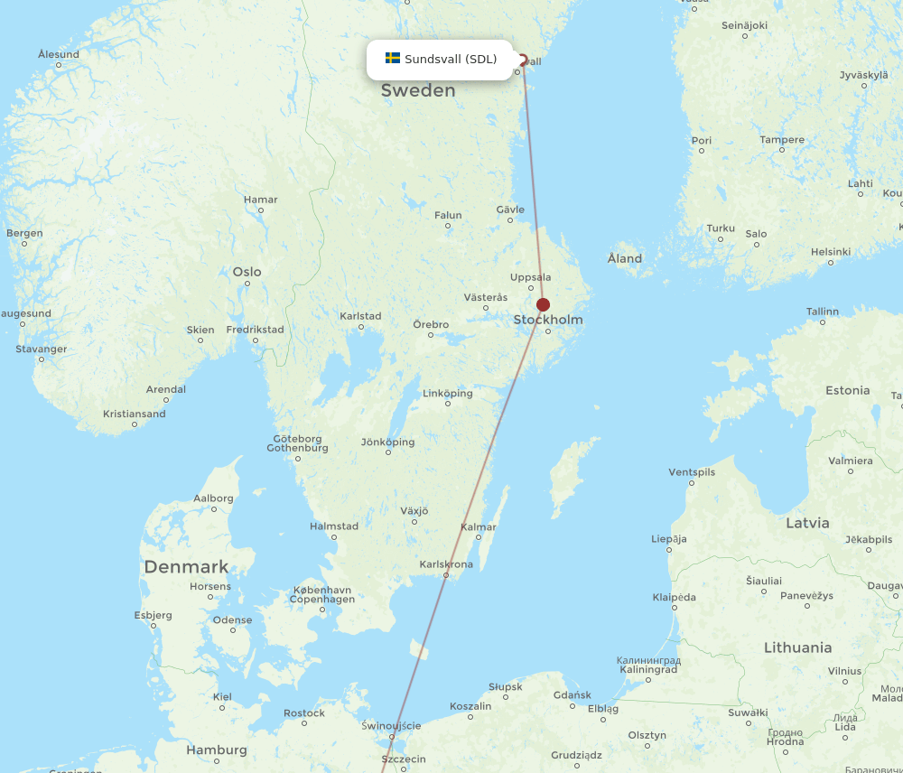 SDL to BER flights and routes map