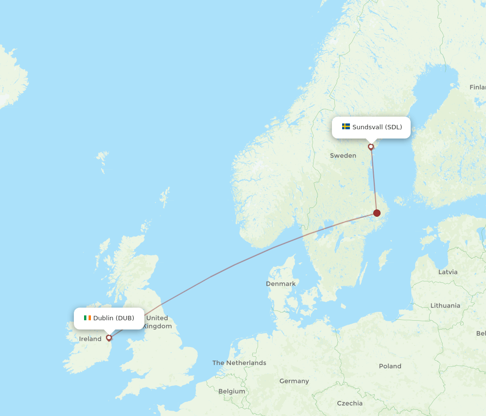 SDL-DUB flight routes
