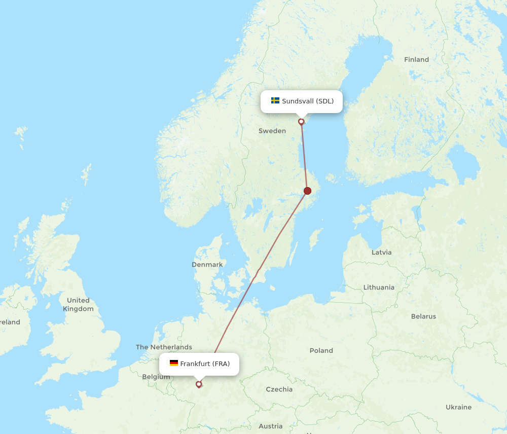 SDL to FRA flights and routes map