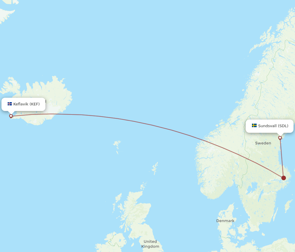 SDL-KEF flight routes