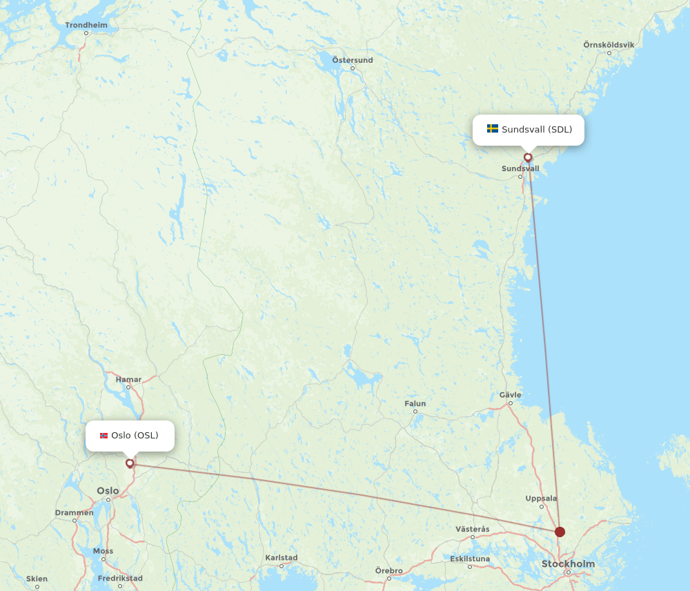 SDL-OSL flight routes