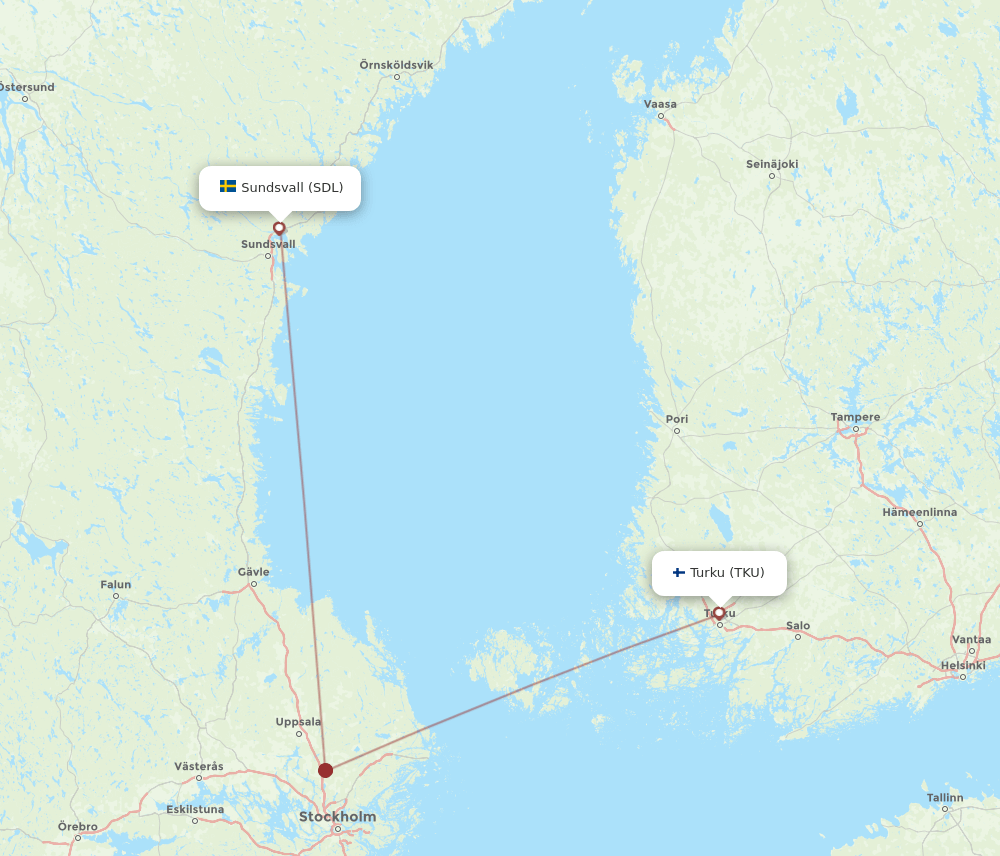 SDL-TKU flight routes