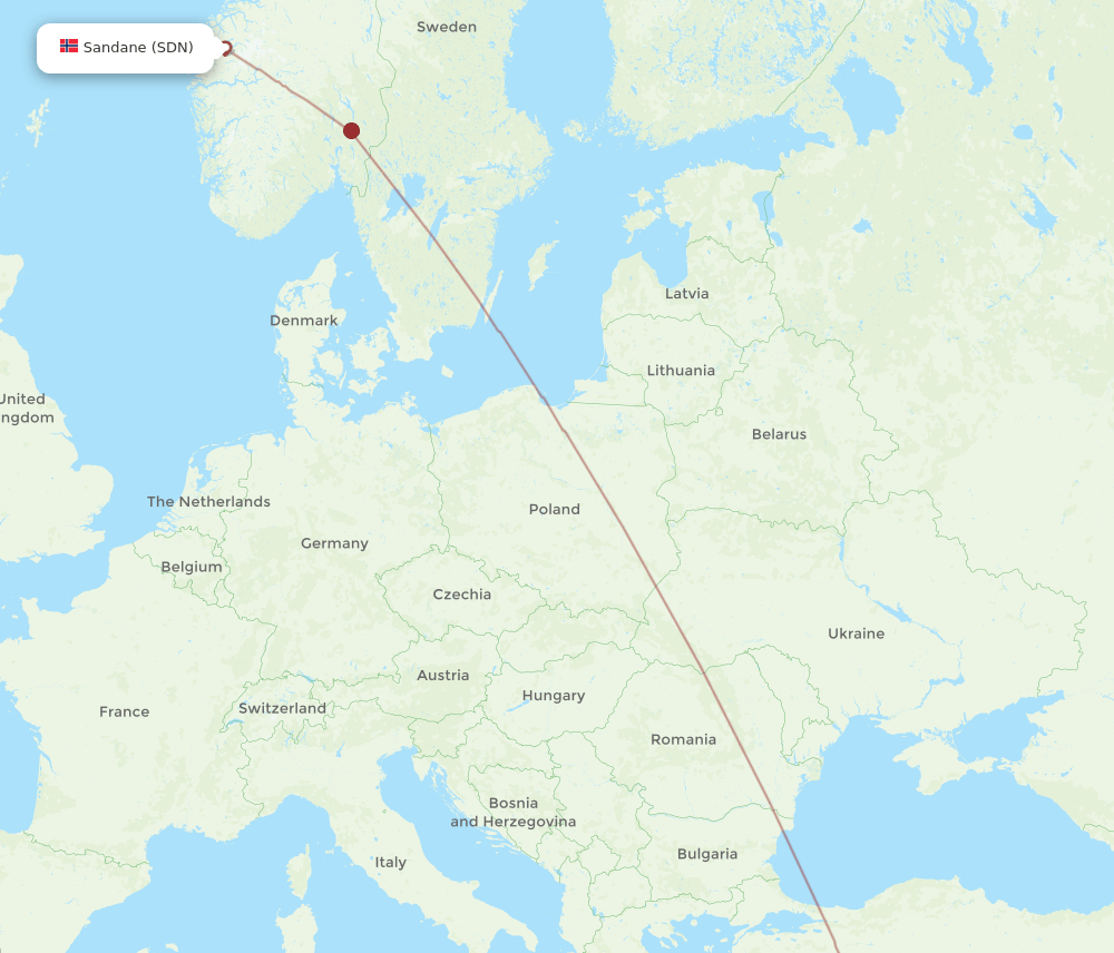 Gazipasa - Sandane route map and flight paths