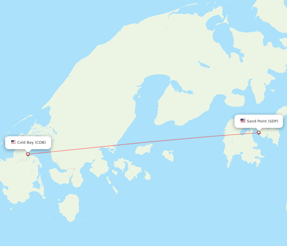 Sand Point - Cold Bay route map and flight paths