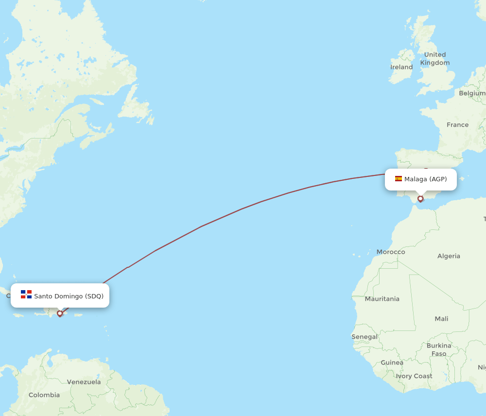 SDQ-AGP flight routes