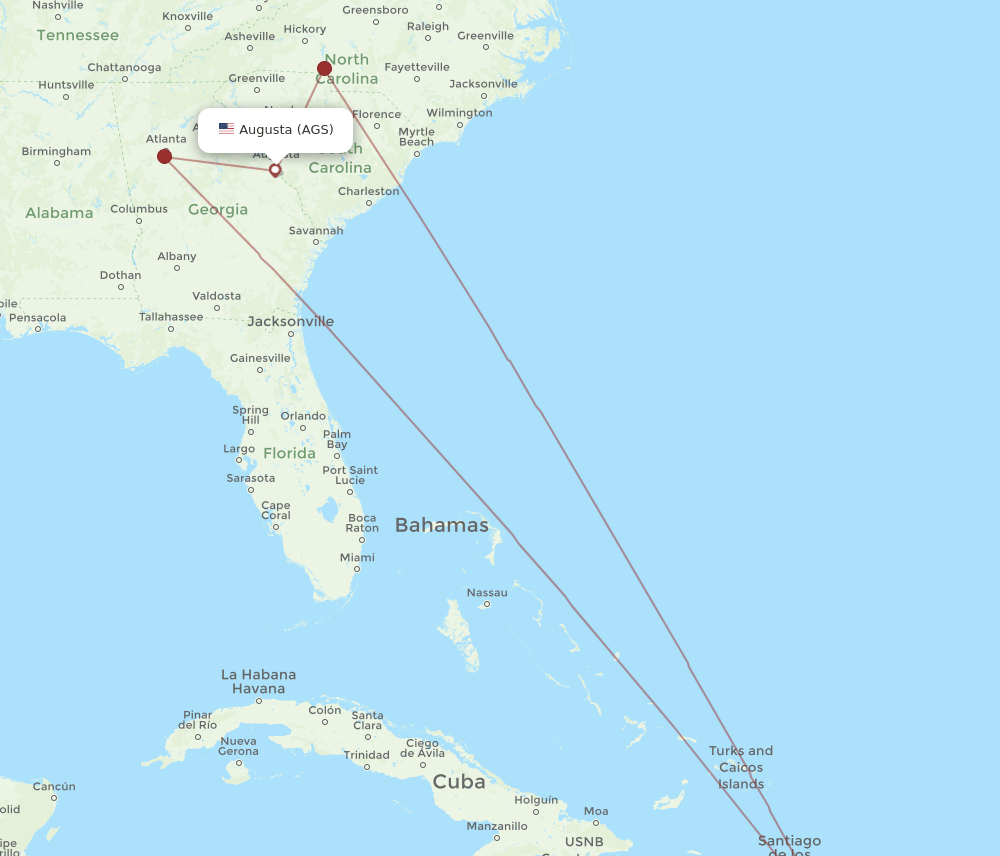 SDQ-AGS flight routes