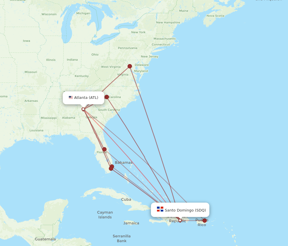 SDQ-ATL flight routes