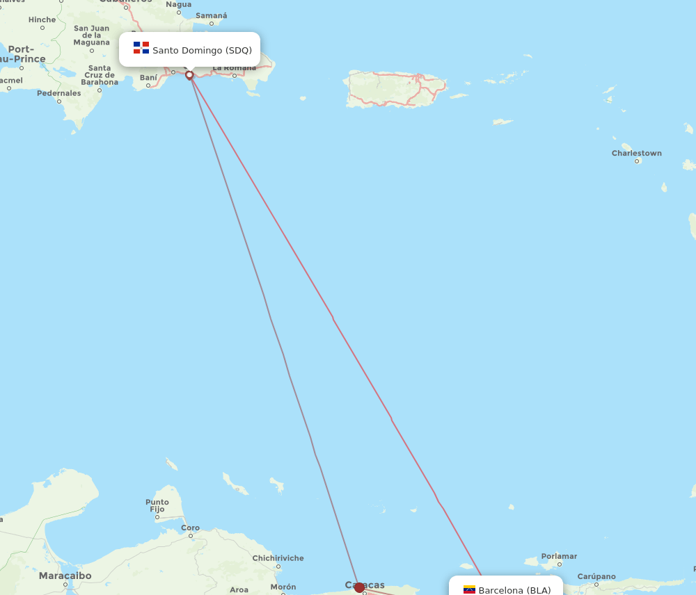 SDQ to BLA flights and routes map